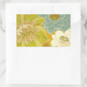  Floral Wallpaper, Turquoise Green & Brown Rechthoekige Sticker (Tas)