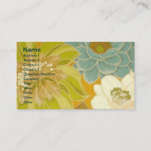 Floral Wallpaper, Turquoise Green & Brown Visitekaartje (Voorkant)
