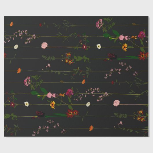 Floral Wallroll - Donker Cadeaupapier (Vlak)