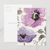 Floral Waltz Plum Waterverf Flowers Briefkaart (Voorkant / Achterkant)