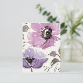 Floral Waltz Plum Waterverf Flowers Briefkaart (Staand voorkant)