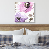 Floral Waltz Plum Waterverf Flowers Canvas Afdruk (Insitu (Slaapkamer))