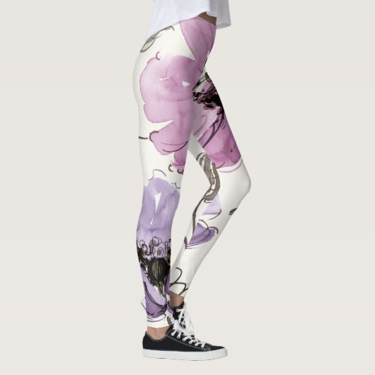 Floral Waltz Plum Waterverf Flowers Leggings (Rechts)
