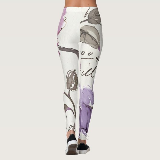Floral Waltz Plum Waterverf Flowers Leggings (Achterkant)