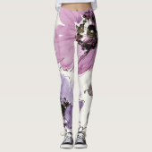 Floral Waltz Plum Waterverf Flowers Leggings (Voorkant)