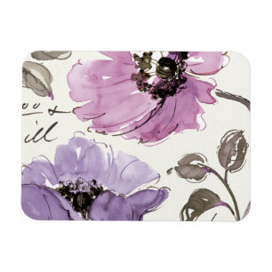 Floral Waltz Plum Waterverf Flowers Magneet