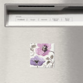 Floral Waltz Plum Waterverf Flowers Magneet (Insitu (Vaatwasser))