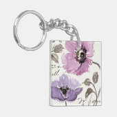 Floral Waltz Plum Waterverf Flowers Sleutelhanger (Voorkant Links)