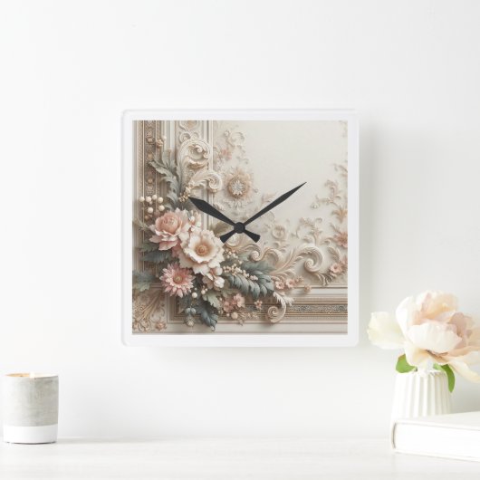 Floral wandklok (Huis)