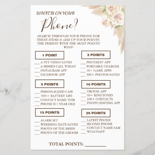 Floral Wat staat er op je telefoon Shower game car Flyer (Voorkant)