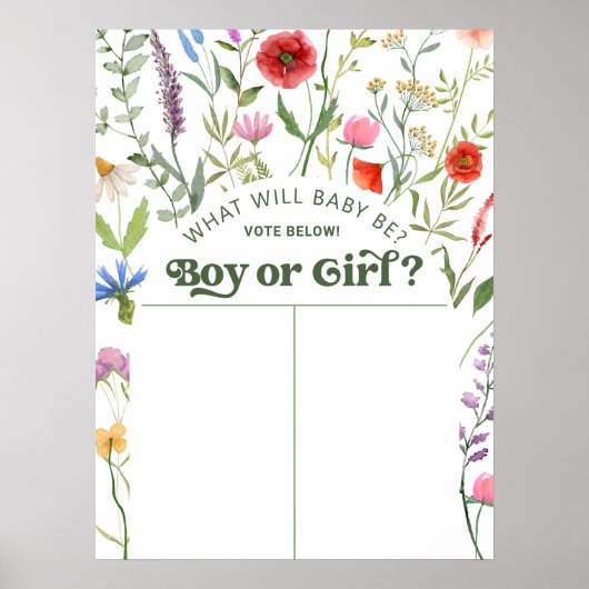 Floral Wat zal Baby zijn Geslachtsvoorspellingstek Poster (Voorkant)