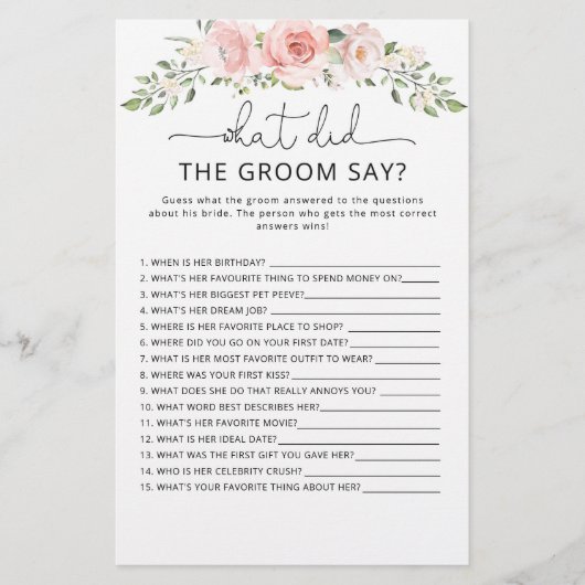 Floral Wat zei de groom over vrijgezellenfeest gam (Voorkant)