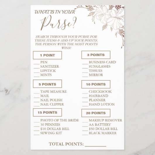 Floral Wat zit er in je tas? Flyer (Voorkant)