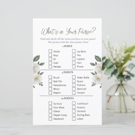 Floral "Wat zit er in je tas" Vrijgezellenfeest sp (Staand voorkant)