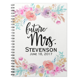 Floral Water Color Future Mrs Notebook Notitieboek