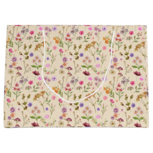 floral water color pattern- pink, purple, green- groot cadeauzakje