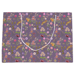 floral water color pattern- pink, purple, green- groot cadeauzakje
