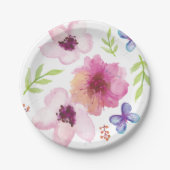 Floral Water Kleur Papier Borden Papieren Bordje (Voorkant)