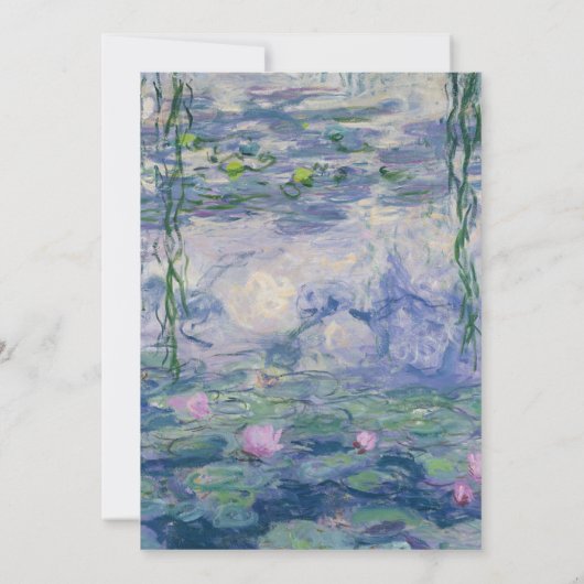 Floral Water Lilies Monet Painting Elegant Wedding Kaart (Achterkant)