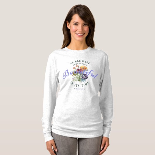 Floral Watercolor Beautiful Scripture T-shirt (Voorkant volledig)