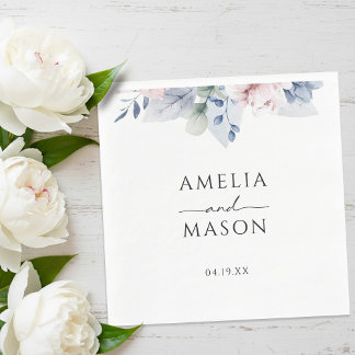 Floral Watercolor Botanical Paper Wedding Servet