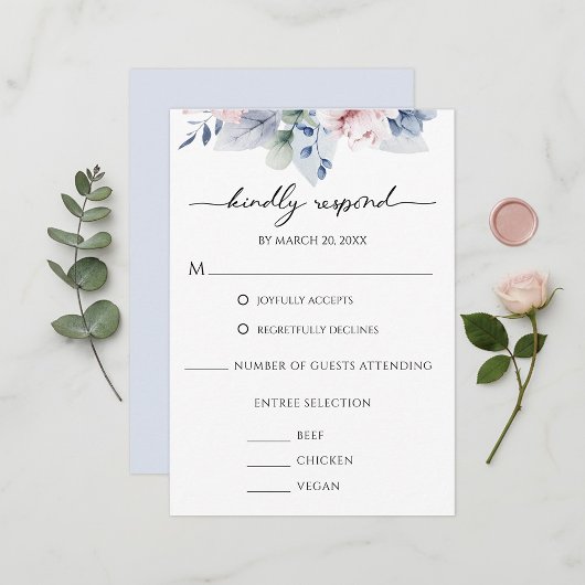 Floral Watercolor Botanical Wedding RSVP Kaartje