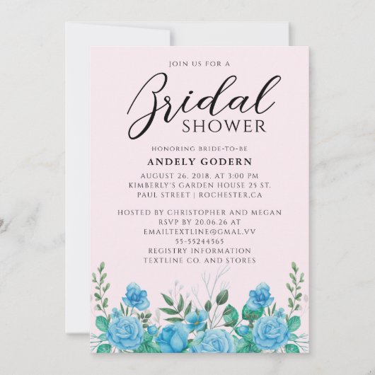 Floral Watercolor Bridal Shower Kaart (Voorkant)