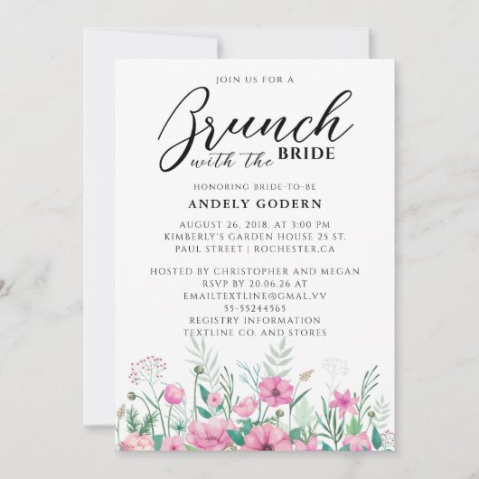 Floral Watercolor Bridal Shower Kaart (Voorkant)