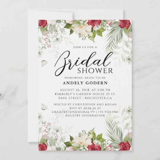 Floral Watercolor Bridal Shower Kaart (Voorkant)