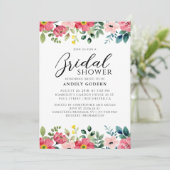 Floral Watercolor Bridal Shower Kaart (Staand voorkant)