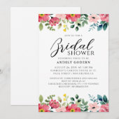 Floral Watercolor Bridal Shower Kaart (Voorkant / Achterkant)