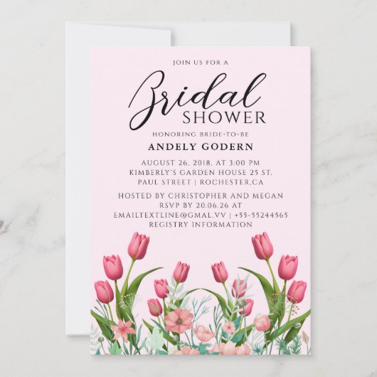 Floral Watercolor Bridal Shower Kaart (Voorkant)
