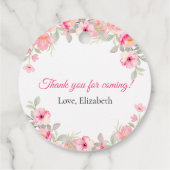 Floral Watercolor Bridal Shower | Pink Roses Bedankjes Labels (Achterkant)