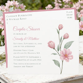 Floral Watercolor Dusty Rose Sage Couples Shower Uitnodiging Briefkaart