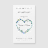 Floral Watercolor Heart with Leaves in Blue (Voorkant)