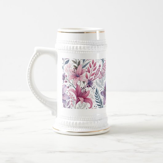 Floral Watercolor Lilies Pink Violet Bierpul (Links)