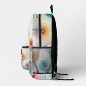 Floral watercolor monogram pink blue dandelions  bedrukte rugzak (Rechts)