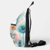 Floral watercolor monogram pink blue dandelions  sling bag (Rechts)