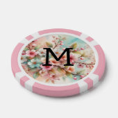 Floral watercolor monogram pink cherry blossoms poker chips (Enkel)