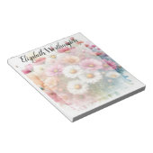 Floral watercolor monogram pink daisies flowers  notitieblok (Schuin)