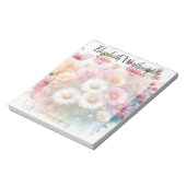 Floral watercolor monogram pink daisies flowers  notitieblok (Linkerzijde)