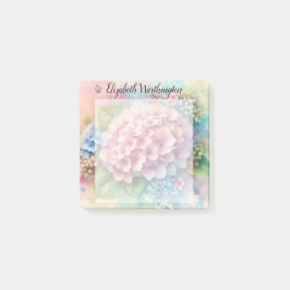 Floral watercolor monogram pink hydrangea  post-it® notes