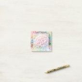 Floral watercolor monogram pink hydrangea post-it® notes (Op bureau)