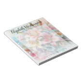 Floral watercolor monogram pink lilies flowers  notitieblok (Schuin)