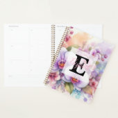 Floral watercolor monogram pink orchid flowers  planner (Display)