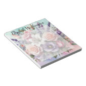 Floral watercolor monogram pink purple flowers  notitieblok (Schuin)