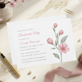 Floral Watercolor Pink Sage Bachelorette Party Kaart