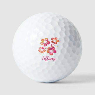 Floral watercolor pink yellow custom saturated golfballen