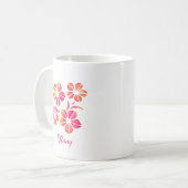 Floral watercolor pink yellow custom saturated koffiemok (Voorkant links)