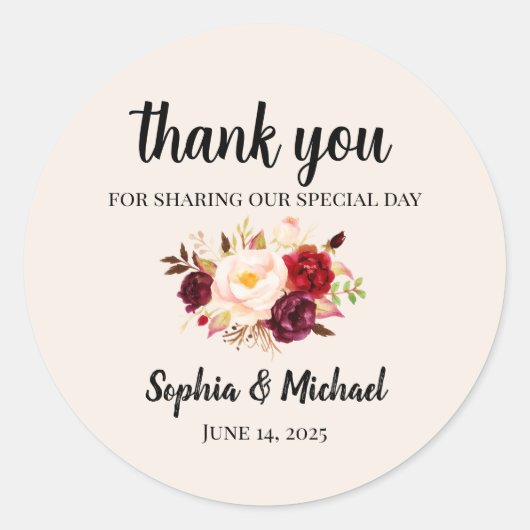 Floral Watercolor Ronde Sticker (Voorkant)